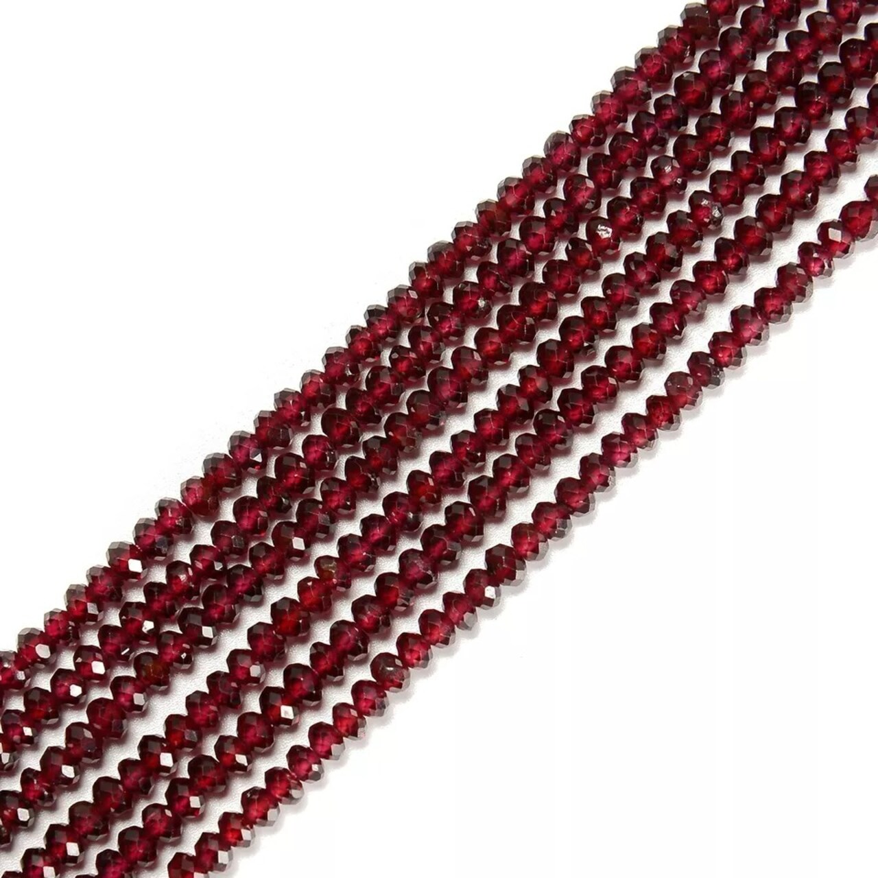 Natural Red Garnet Faceted Rondelle Beads Size 2.5x4mm 15.5'' Strand